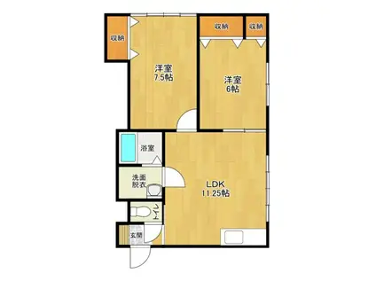 リブレリー平新田(2LDK/1階)の間取り写真