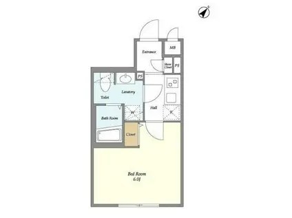 ウェルスクエアイズム武蔵小山サウス(1K/4階)の間取り写真