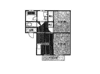 ユーハイツ(2DK/1階)の間取り写真