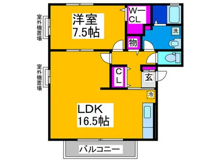 グリーンコート初芝C(1LDK/2階)の間取り写真