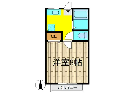 ほんだハイツクレストエムB棟(1K/2階)の間取り写真