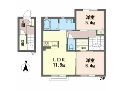 シャーメゾンセレナータA(2LDK/2階)の間取り写真