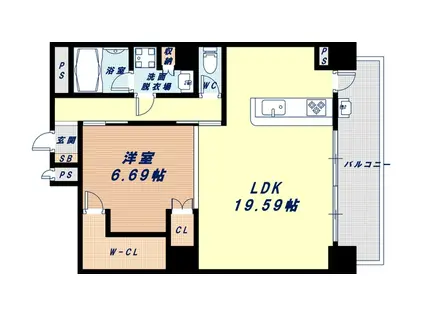 AMADEUS北堀江(1LDK/6階)の間取り写真