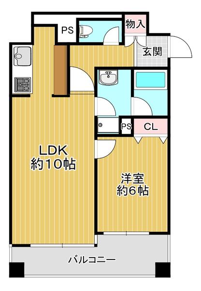 グランドールサンパティオ(1LDK/2階)の間取り写真