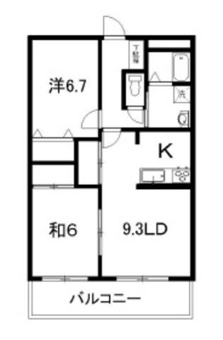 トゥジュール・ヴェール(2LDK/2階)の間取り写真