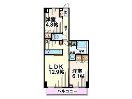 京王府中テラス(2LDK/4階)の間取り写真