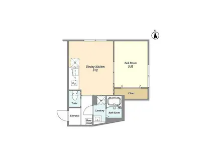 ウェルスクエア永福町(1LDK/4階)の間取り写真