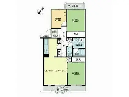 さがみ野パークハイツB棟(3LDK/1階)の間取り写真