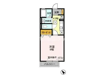 グランパパII(1K/1階)の間取り写真