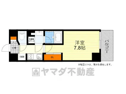 THE MUTUAL江坂(1K/7階)の間取り写真