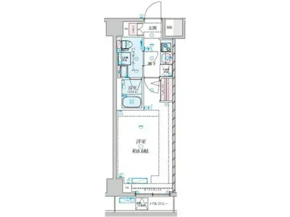 GENOVIA大師橋(1K/9階)の間取り写真