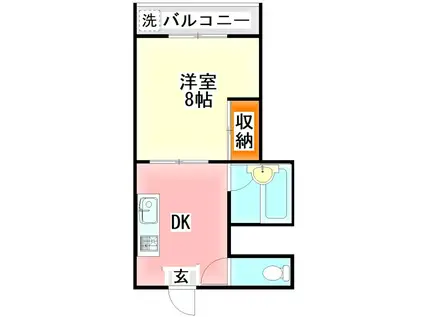 アリエス立岩(1DK/3階)の間取り写真