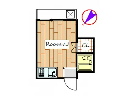 三樹ハイツ筑縄(ワンルーム/2階)の間取り写真