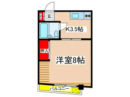 ガリヴァービル(1K/3階)の間取り写真