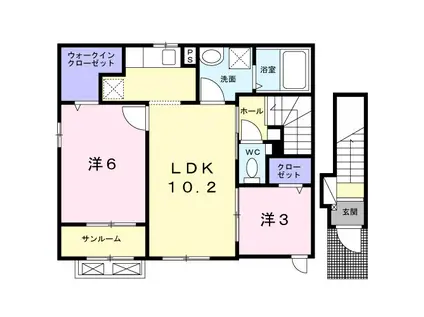 ステラ東出雲 II(2LDK/2階)の間取り写真