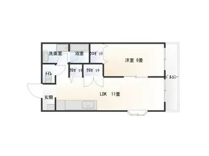 プラージュアサヒ(1LDK/2階)の間取り写真