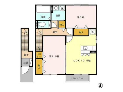 シャトレーマグノリアI(2LDK/2階)の間取り写真