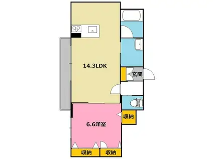 リバーコート(1LDK/3階)の間取り写真