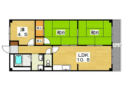 コーポ牧野(3LDK/3階)の間取り写真