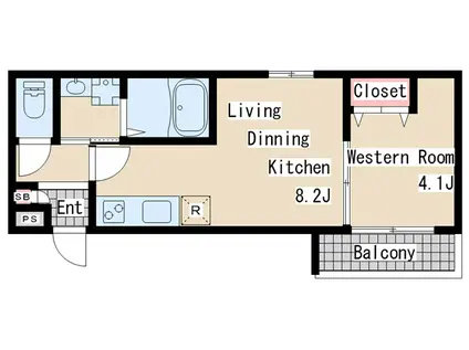 ALEGRIA長田蓮宮通(1LDK/2階)の間取り写真