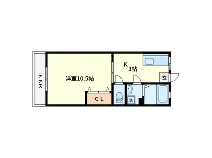 ユウハイツ(1K/1階)の間取り写真