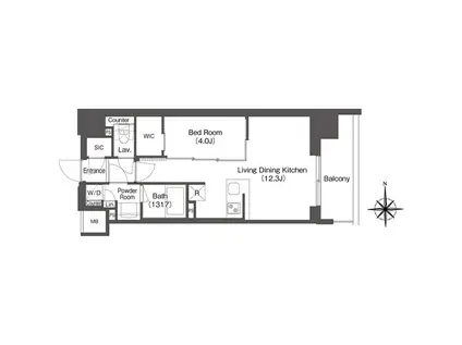 コンフォリア東新宿(1LDK/3階)の間取り写真