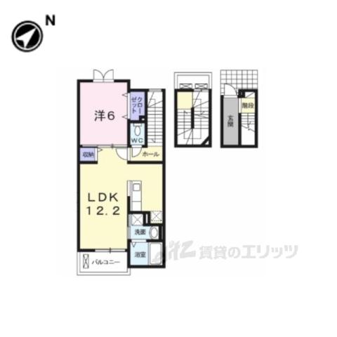 ジェルメ・メゾン(1LDK/3階)の間取り写真