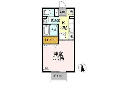 プランドール(1K/1階)の間取り写真