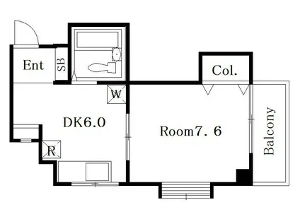 ツーエムビル勝山(1DK/3階)の間取り写真