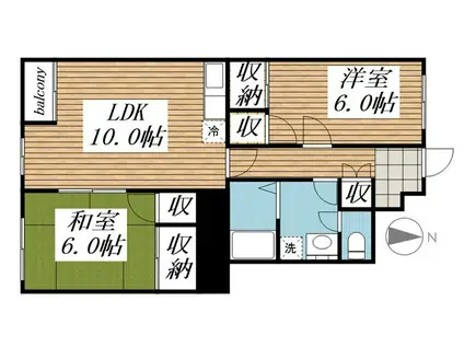 サンライズ97(2LDK/2階)の間取り写真