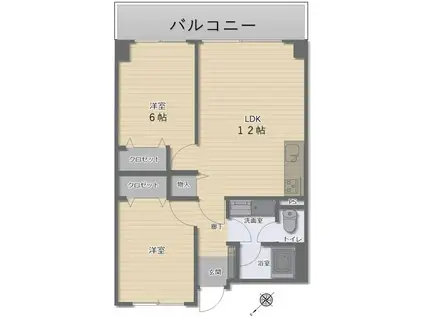 グルーリャ大和(2LDK/3階)の間取り写真