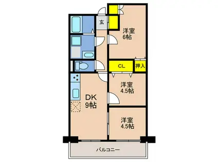 魚崎コーポラス(3DK/1階)の間取り写真