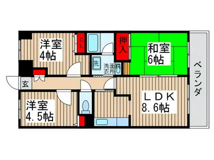 アコール新松戸(3LDK/1階)の間取り写真