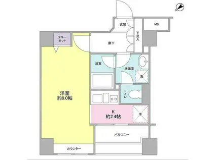 A K レジデンス(1K/6階)の間取り写真