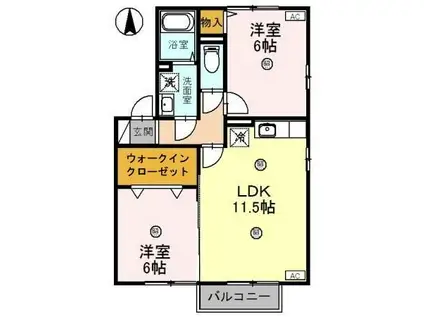 メゾンプレミールA棟(2LDK/2階)の間取り写真