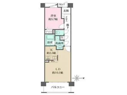 アボリアスコート笹塚ウエスト(1LDK/3階)の間取り写真