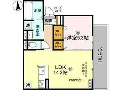 ラフィーネ丹波橋(1LDK/3階)の間取り写真