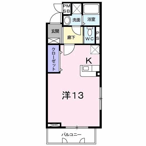 はなみずきM(ワンルーム/2階)の間取り写真