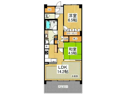 ルネ花小金井(2LDK/4階)の間取り写真