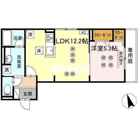 NEW LIFE大保(1LDK/1階)の間取り写真