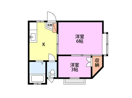 ウイング中木戸II(2K/1階)の間取り写真