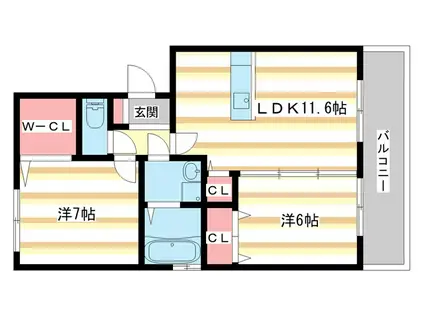 メゾン エスポワール(2LDK/2階)の間取り写真