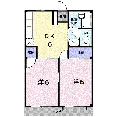 シャトレ仲(2DK/1階)の間取り写真