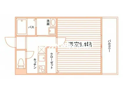 アーバンテラス東岡山(1K/2階)の間取り写真