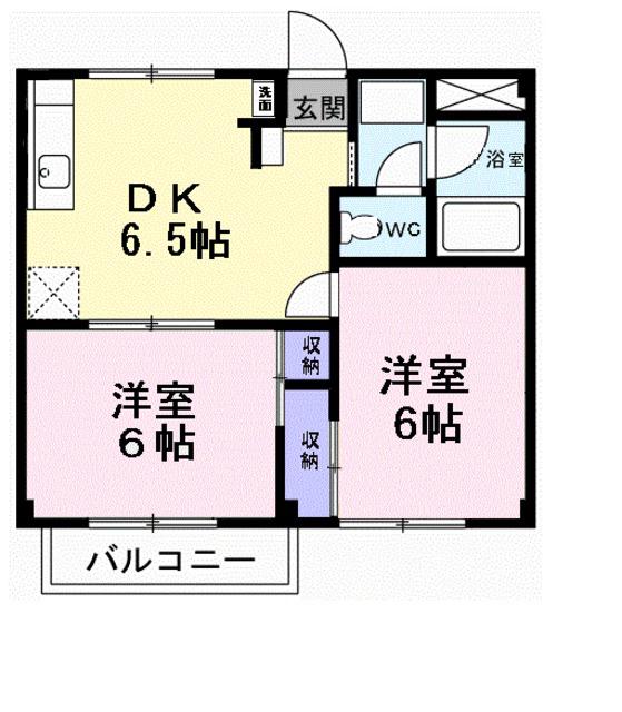 カーサ・タナカ(2DK/2階)の間取り写真