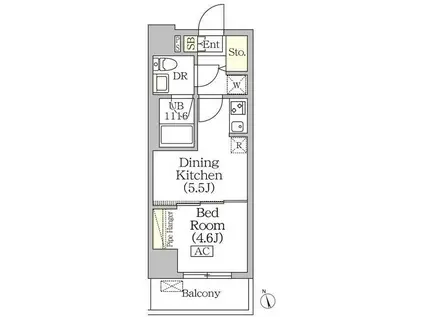ブリックレジデンス築地明石町(1DK/10階)の間取り写真