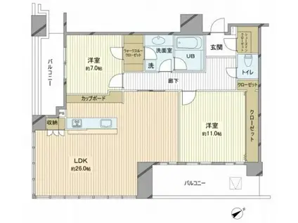 ザ・広島タワー(2LDK/16階)の間取り写真
