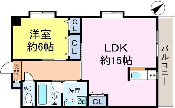 ラウンドタワー オペリア(1LDK/4階)の間取り写真