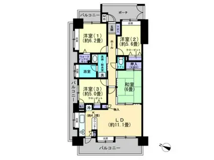 アーバンパレス諏訪野II(4LDK/5階)の間取り写真