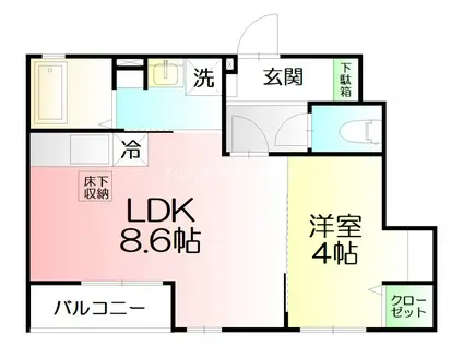 DEANEIGE(1LDK/1階)の間取り写真